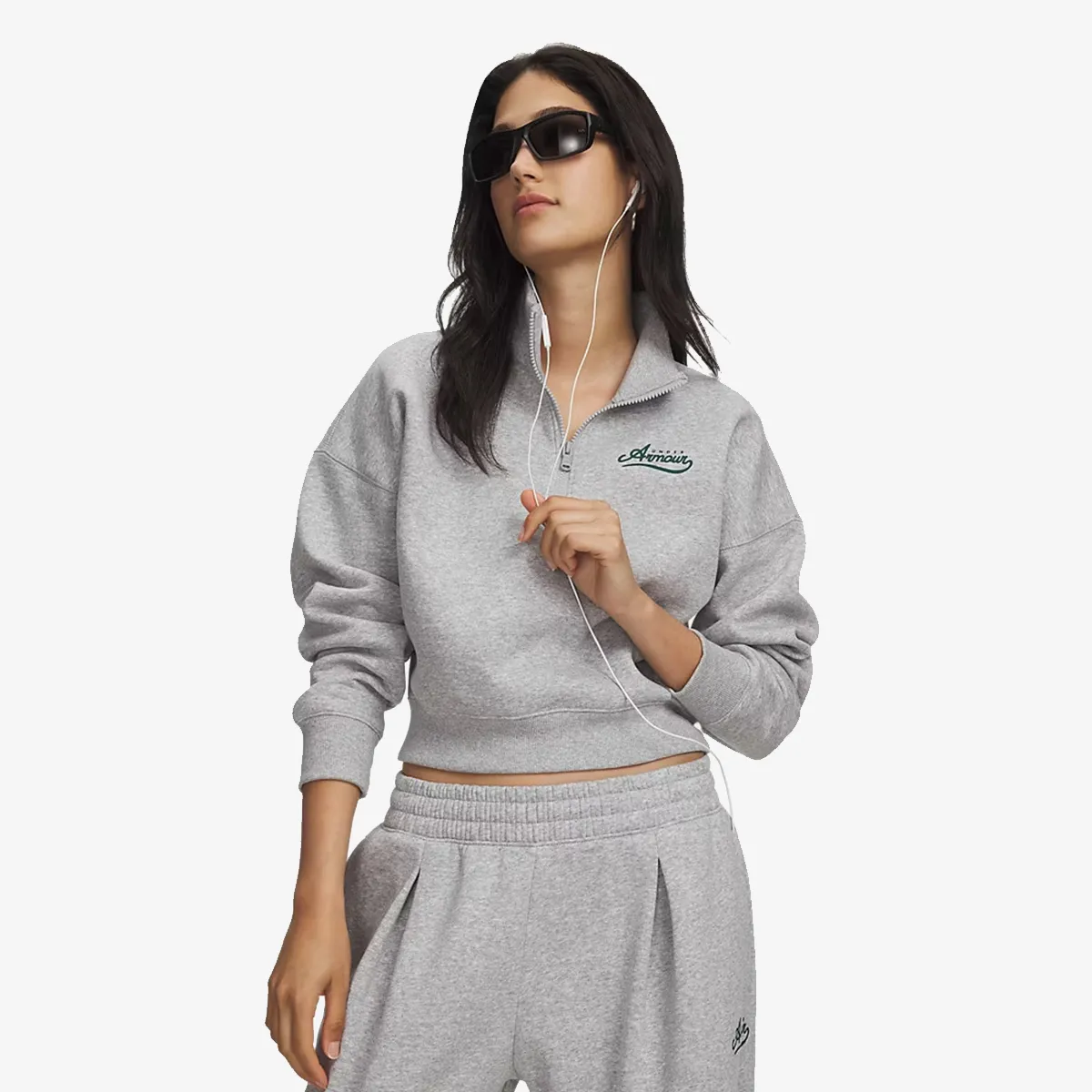 UNDER ARMOUR Majica s kapuljačom s polu patentom RIVAL FLEECE VARSITY HZ 
