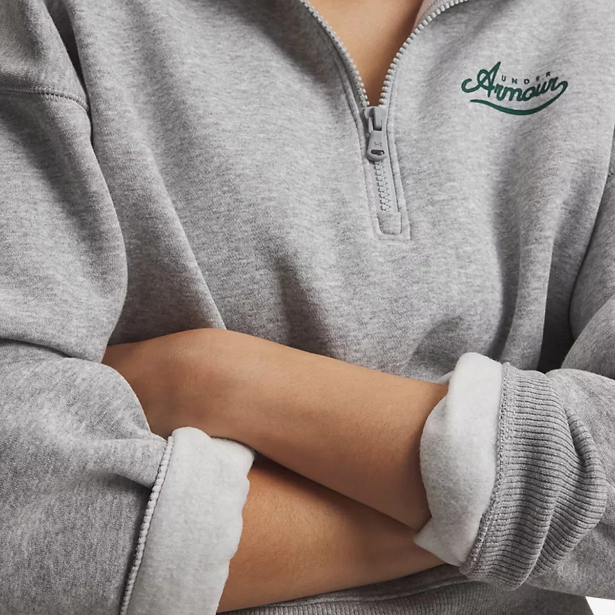 UNDER ARMOUR Majica s kapuljačom s polu patentom RIVAL FLEECE VARSITY HZ 