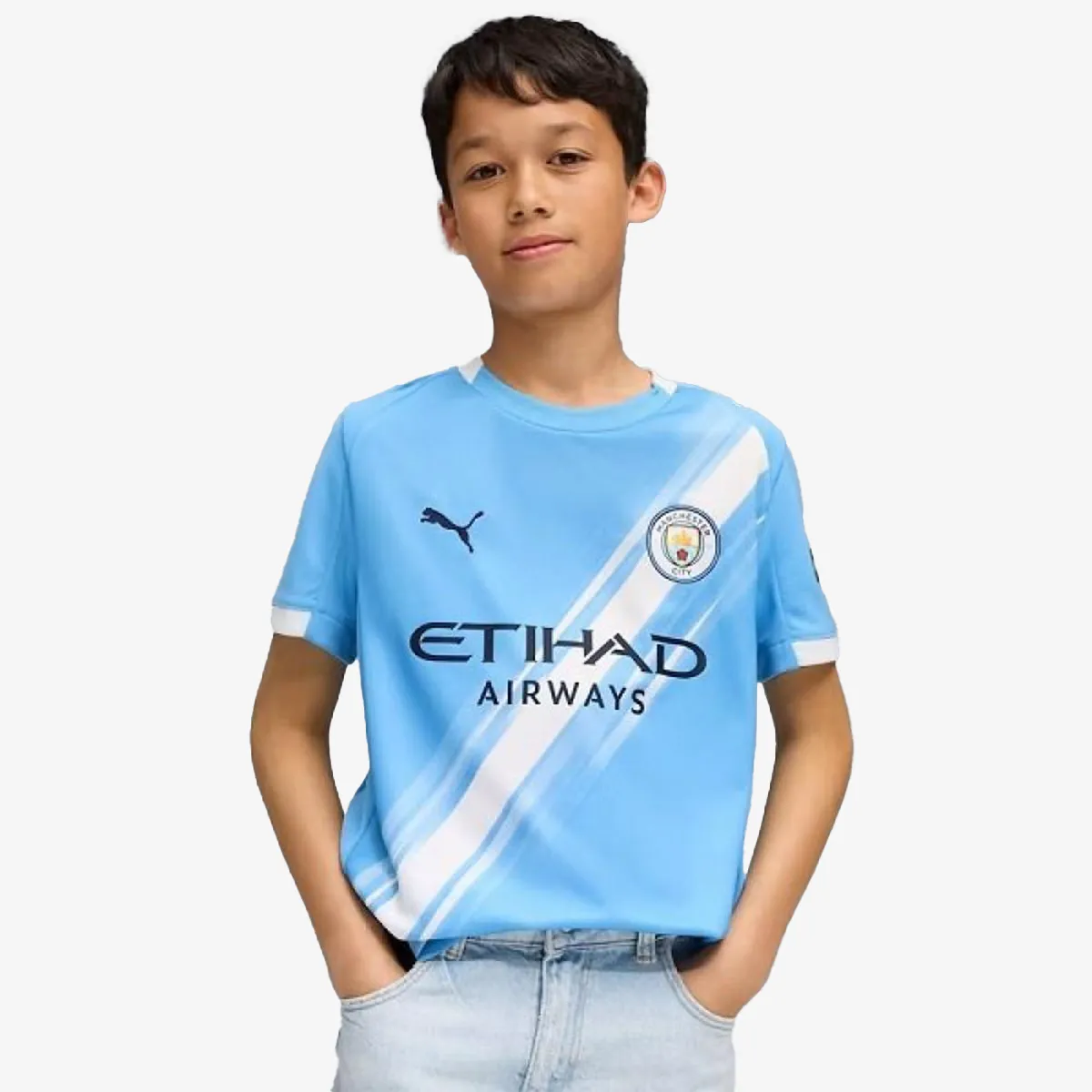 PUMA Dres MCFC Home Jersey Replica Jr Team Light B 