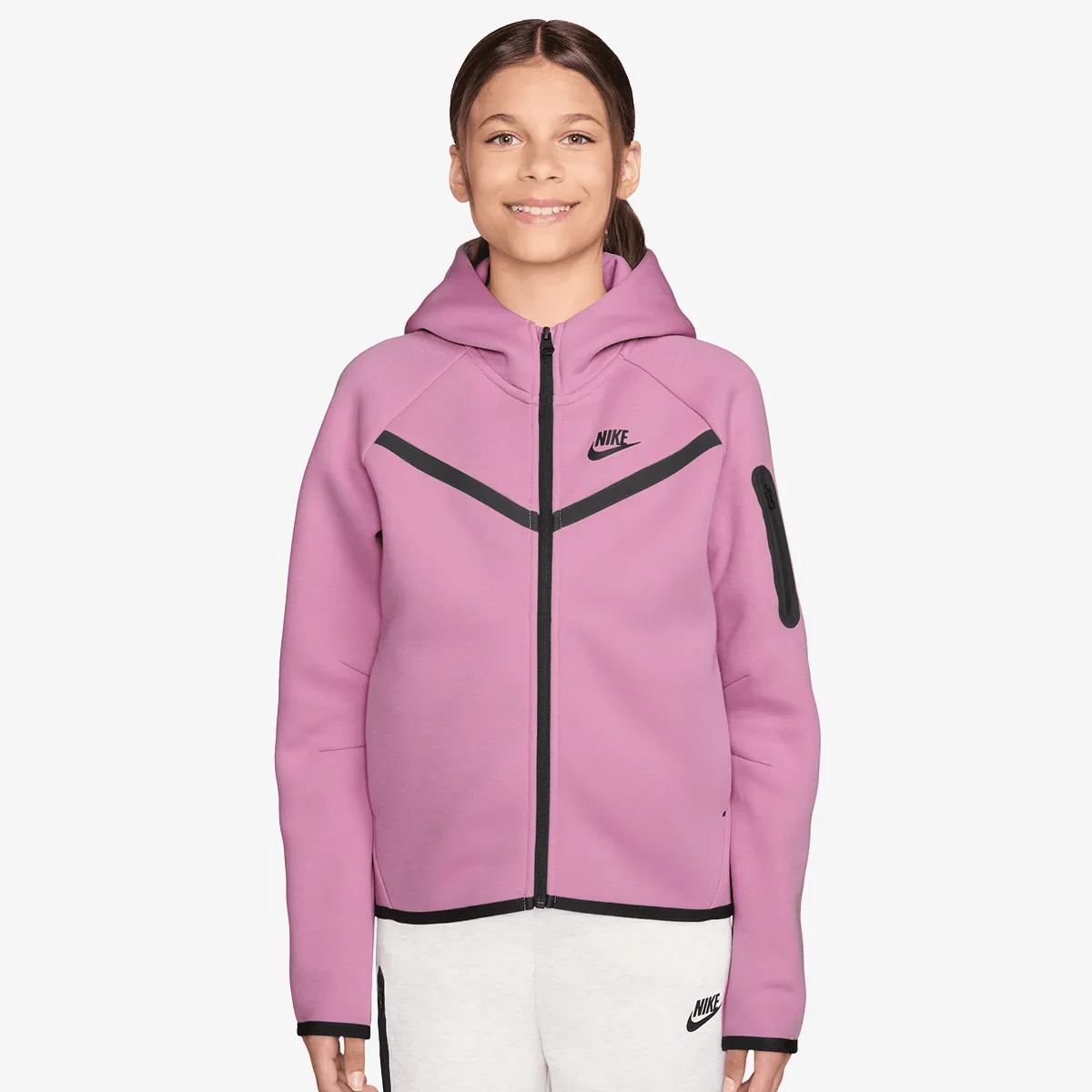 NIKE Majica s kapuljačom s patentom G NSW TCH FLC HD FZ LS - PD 