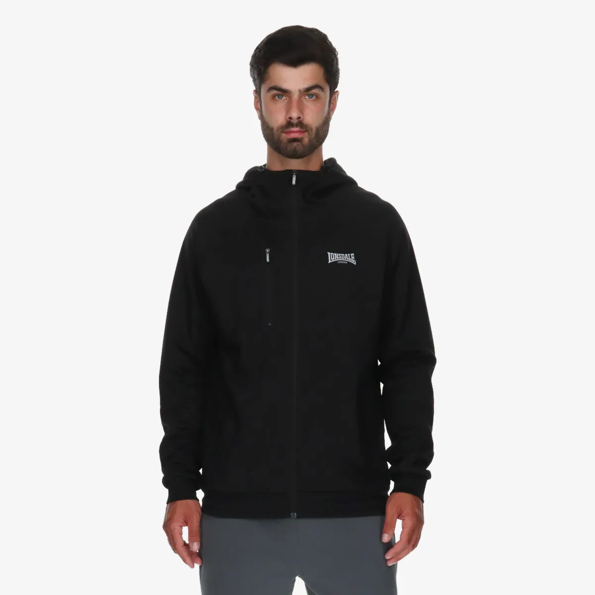 LONSDALE Majica s kapuljačom s patentom Black Full Zip Hoody II 