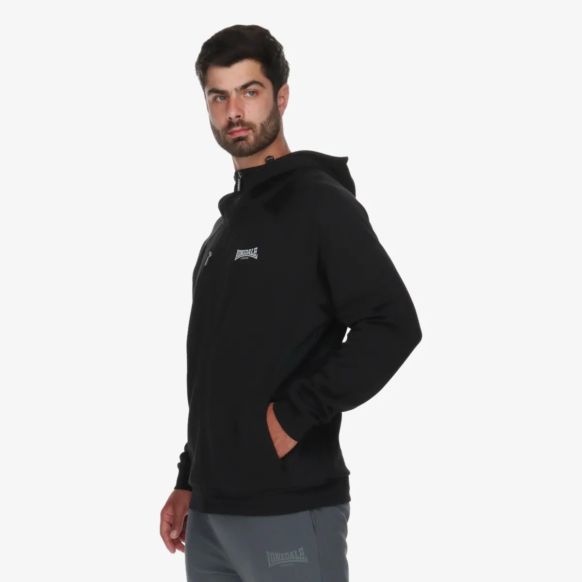 LONSDALE Majica s kapuljačom s patentom Black Full Zip Hoody II 