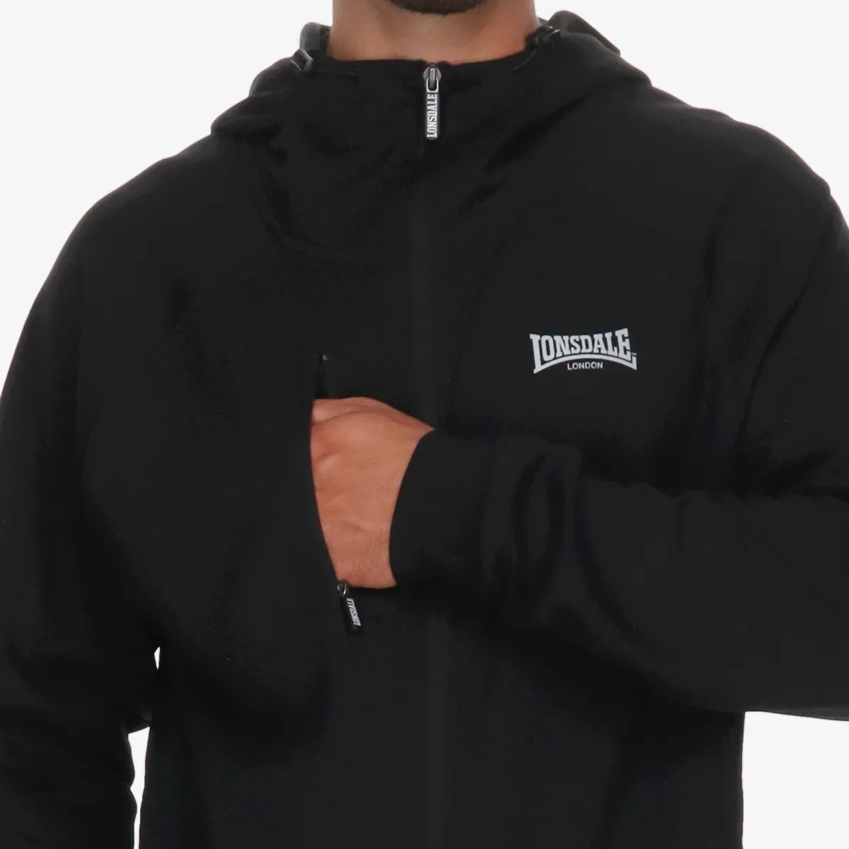 LONSDALE Majica s kapuljačom s patentom Black Full Zip Hoody II 