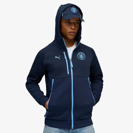 PUMA Majica s kapuljačom s patentom MCFC PUMATECH FZ Hoodie Deep Navy-Team L 